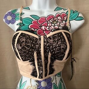 Haute Monde Blush Pink Crop Bra With Black Lace